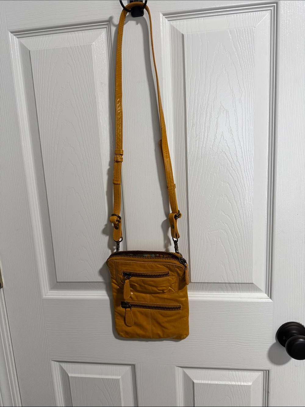 Latico leather Compact Crossbody Bag in Mustard Yellow